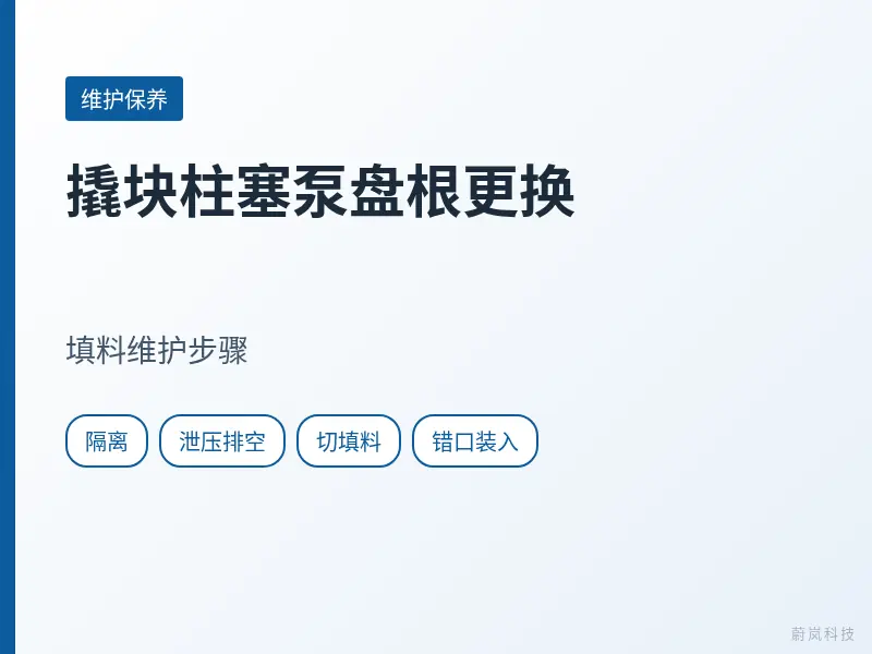撬块柱塞泵盘根更换文章封面,列出隔离、泄压排空、切填料和错口装入