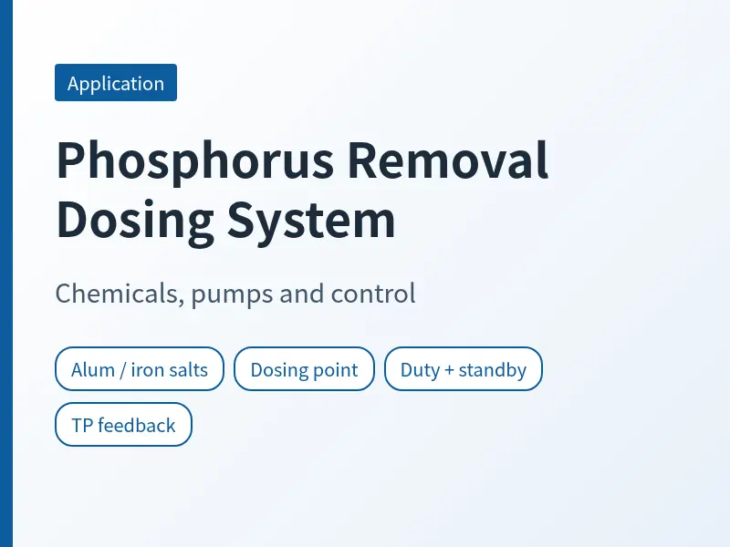 Cover for phosphorus removal dosing system listing chemicals, injection point, duty and standby, TP feedback
